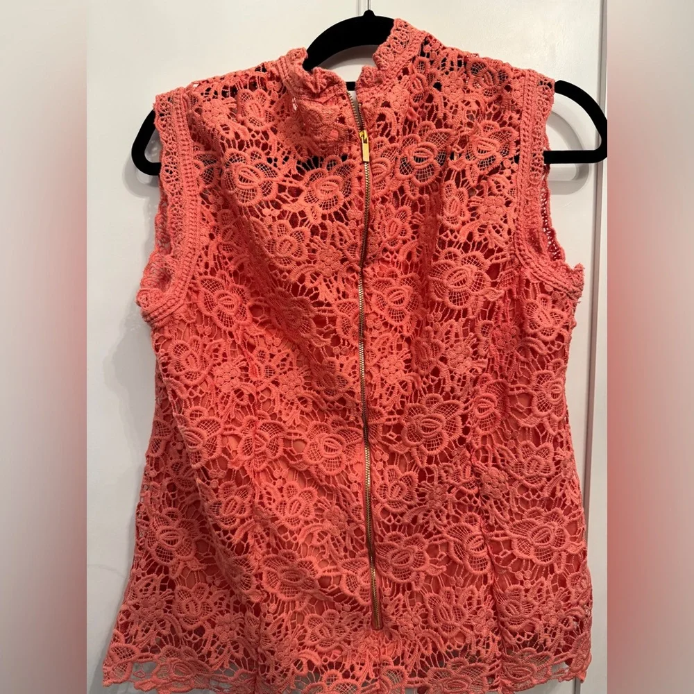 Lace Sleeveless Top Coral MSRP $89 - Picture 6 of 7